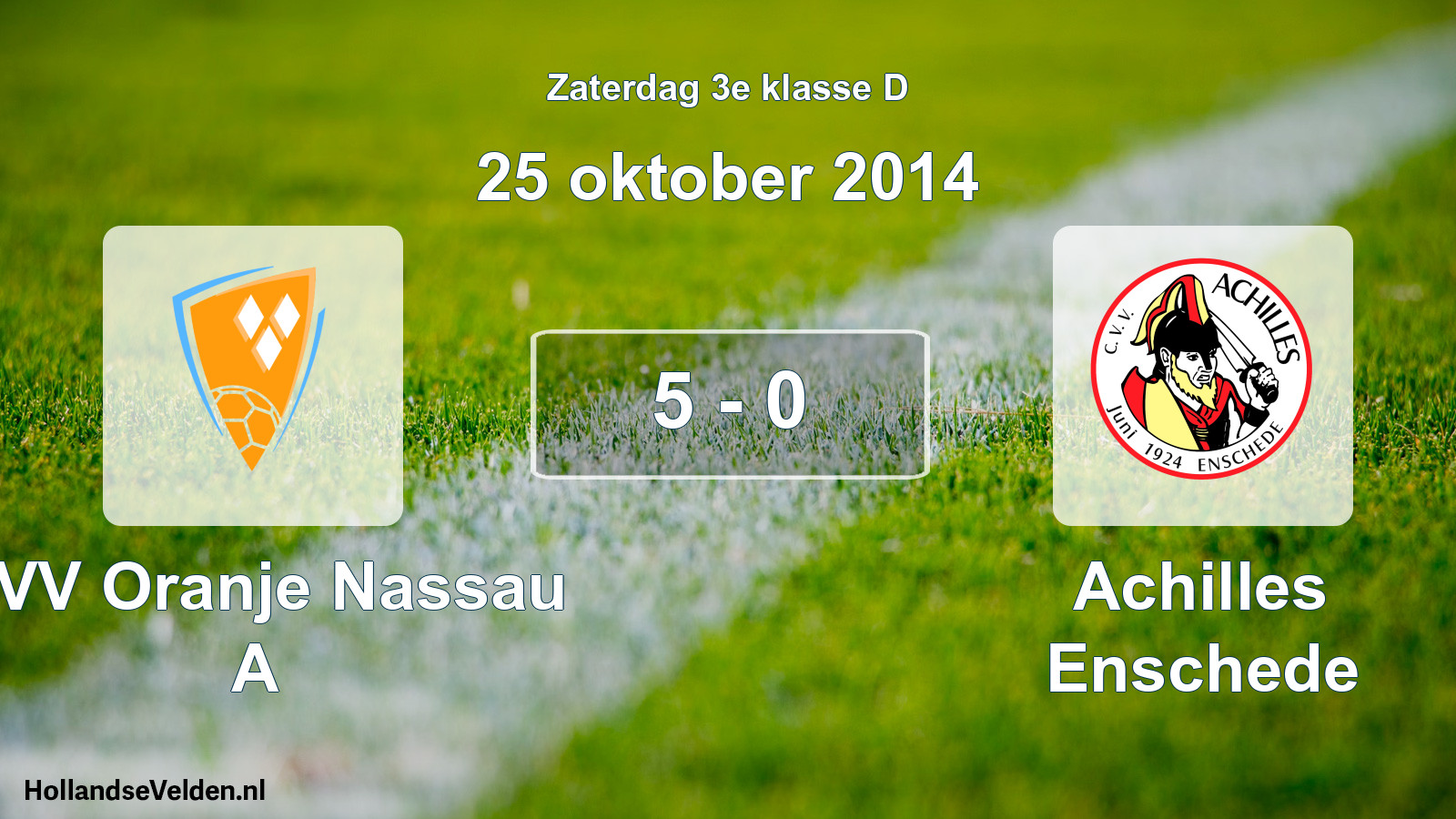 Total number of matches played: CVV Oranje Nassau A - Achilles Enschede 5 - 0 (25 October 2014)