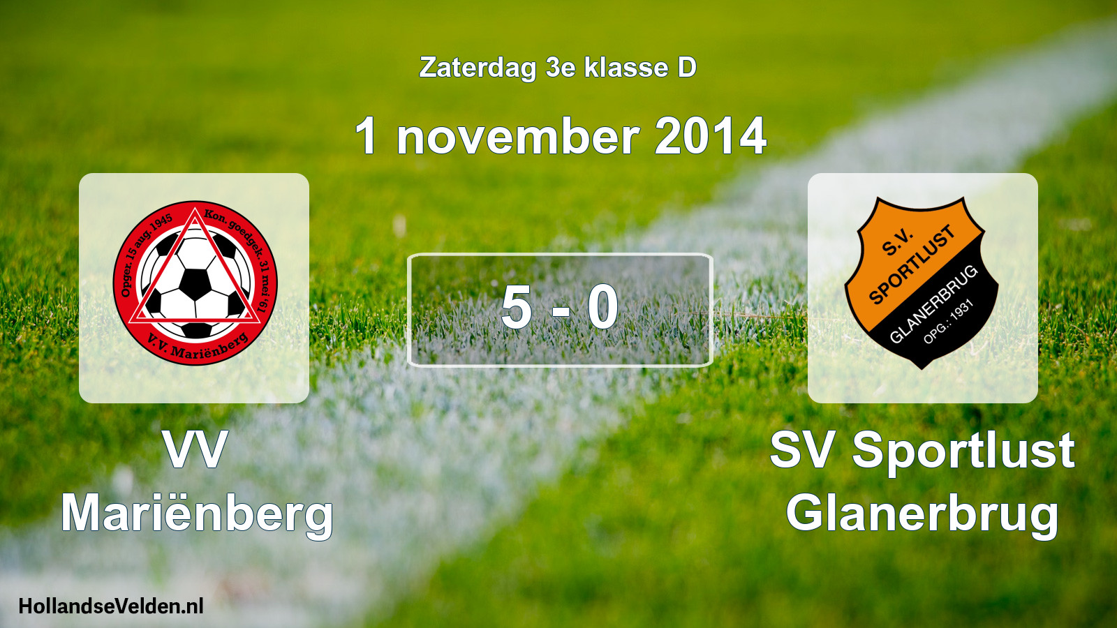 Total number of matches played: VV Mariënberg - SV Sportlust Glanerbrug 5 - 0 (1 November 2014)