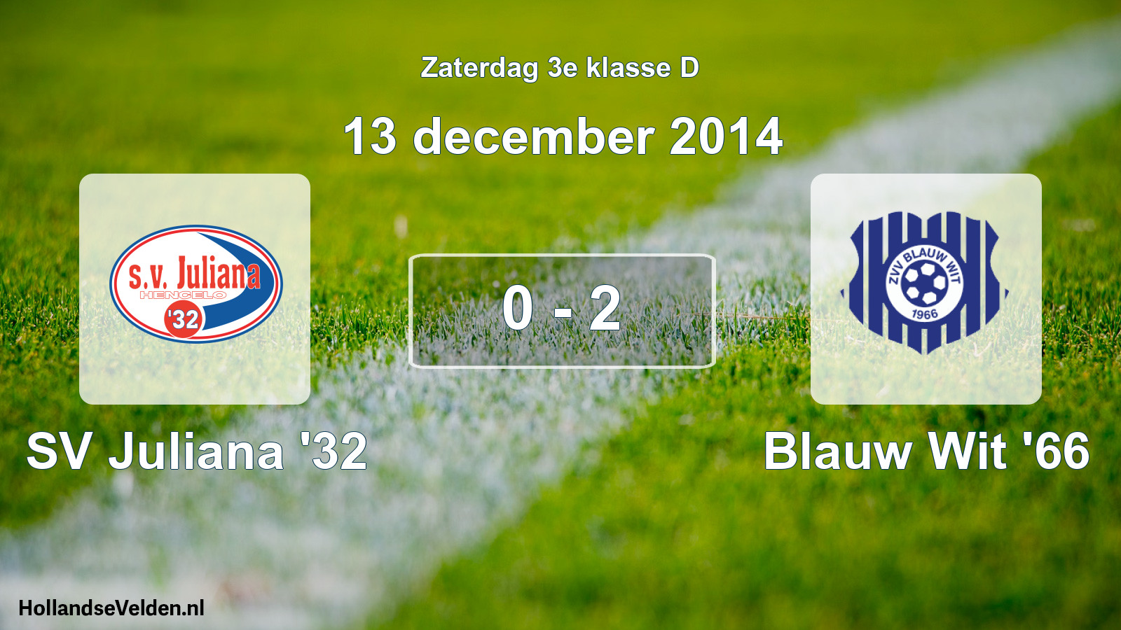 Total number of matches played: SV Juliana '32 - Blauw Wit '66 0 - 2 (13 December 2014)