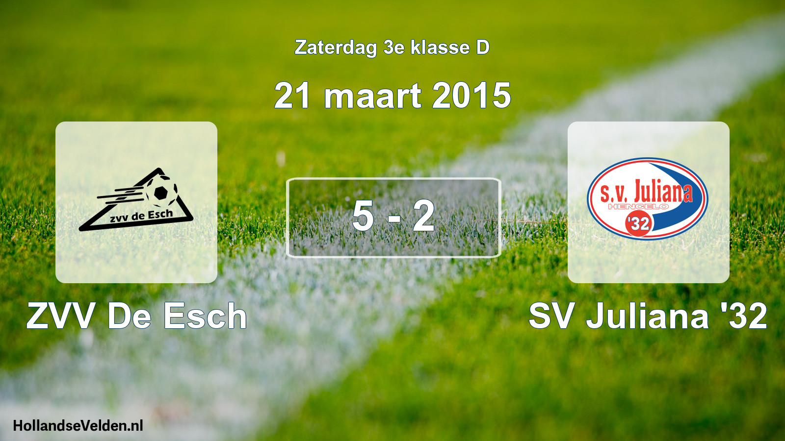 Total number of matches played: ZVV De Esch - SV Juliana '32 5 - 2 (21 March 2015)