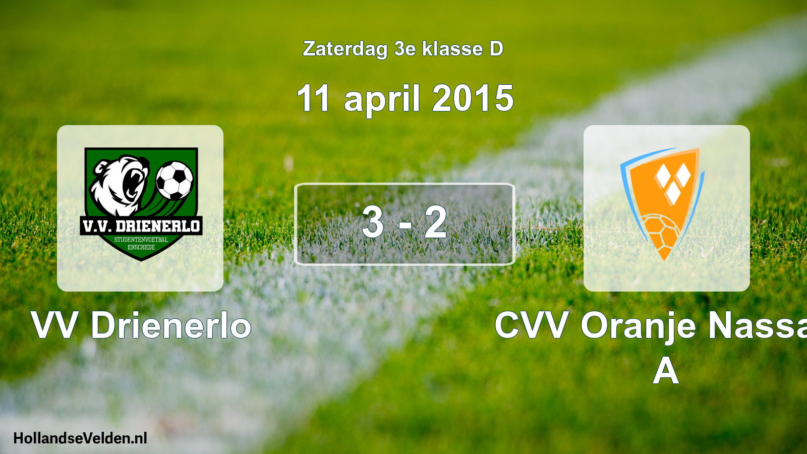 Total number of matches played: VV Drienerlo - CVV Oranje Nassau A 3 - 2 (11 April 2015)
