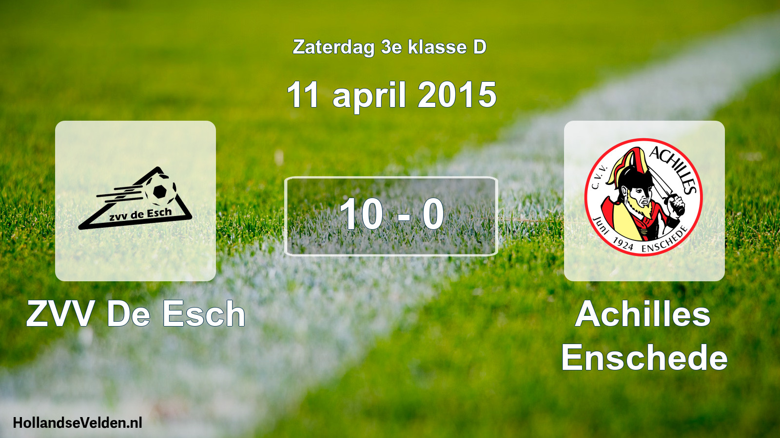 Total number of matches played: ZVV De Esch - Achilles Enschede 10 - 0 (11 April 2015)