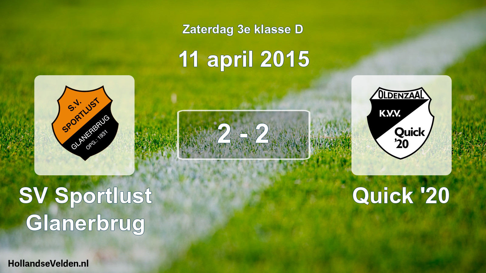 Total number of matches played: SV Sportlust Glanerbrug - Quick '20 2 - 2 (11 April 2015)