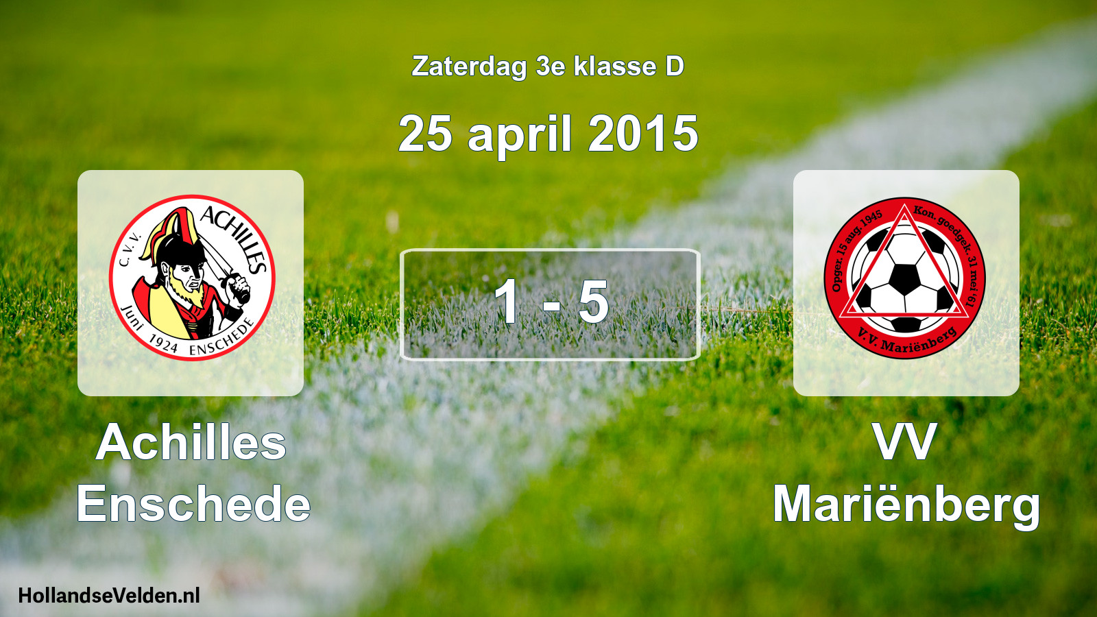 Total number of matches played: Achilles Enschede - VV Mariënberg 1 - 5 (25 April 2015)