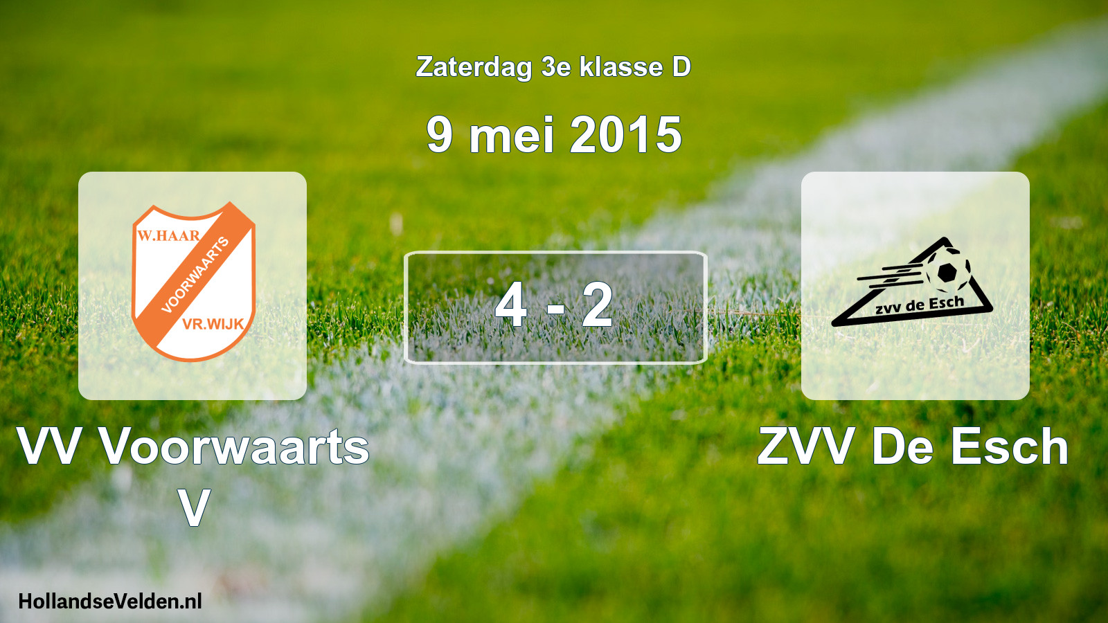 Total number of matches played: VV Voorwaarts V - ZVV De Esch 4 - 2 (9 May 2015)