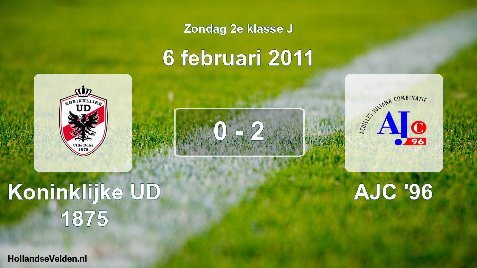 Total number of matches played: Koninklijke UD 1875 - AJC '96 0 - 2 (6 February 2011)