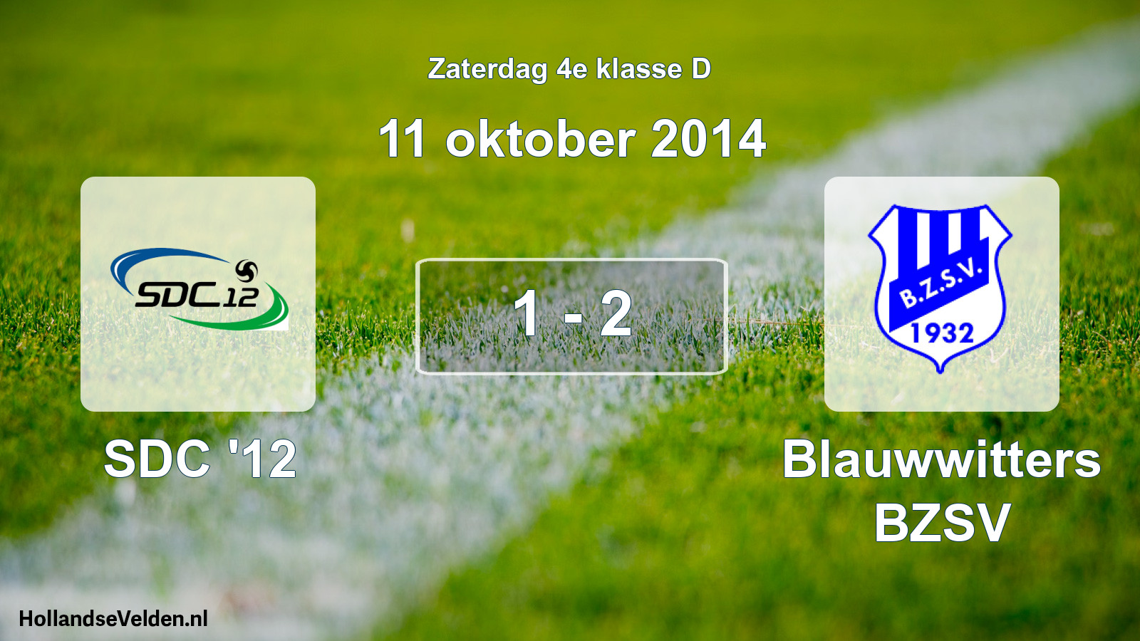 Total number of matches played: SDC '12 - Blauwwitters BZSV 1 - 2 (11 October 2014)