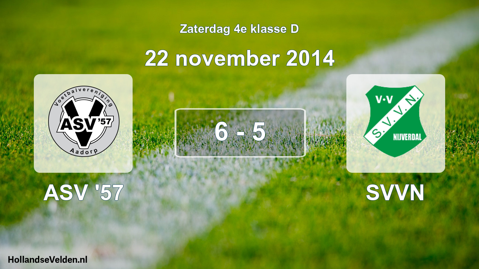Total number of matches played: ASV '57 - SVVN 6 - 5 (22 November 2014)