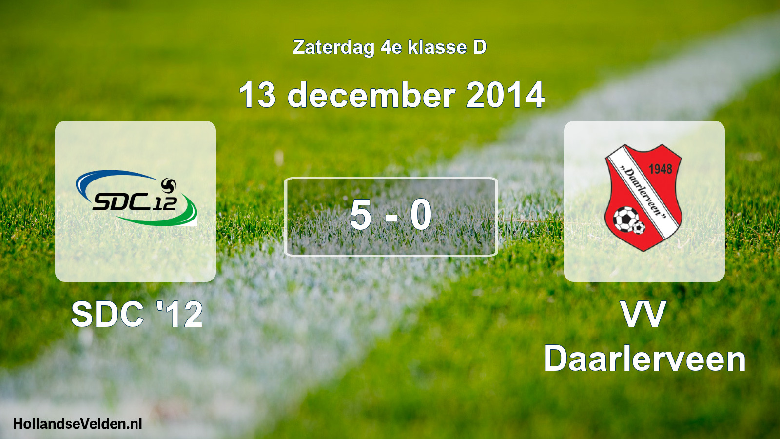 Total number of matches played: SDC '12 - VV Daarlerveen 5 - 0 (13 December 2014)