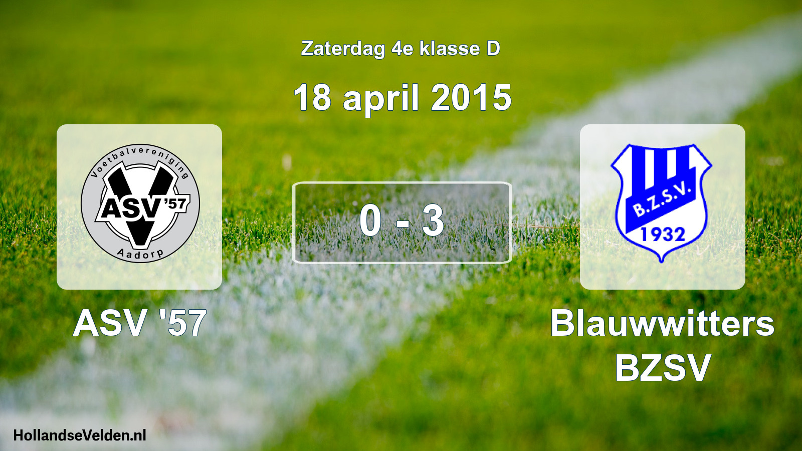Total number of matches played: ASV '57 - Blauwwitters BZSV 0 - 3 (18 April 2015)