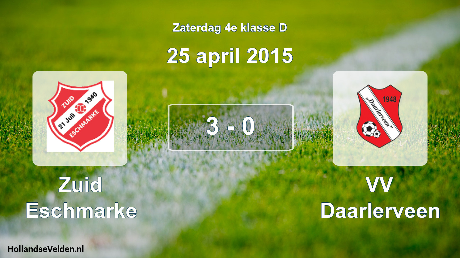 Total number of matches played: Zuid Eschmarke - VV Daarlerveen 3 - 0 (25 April 2015)