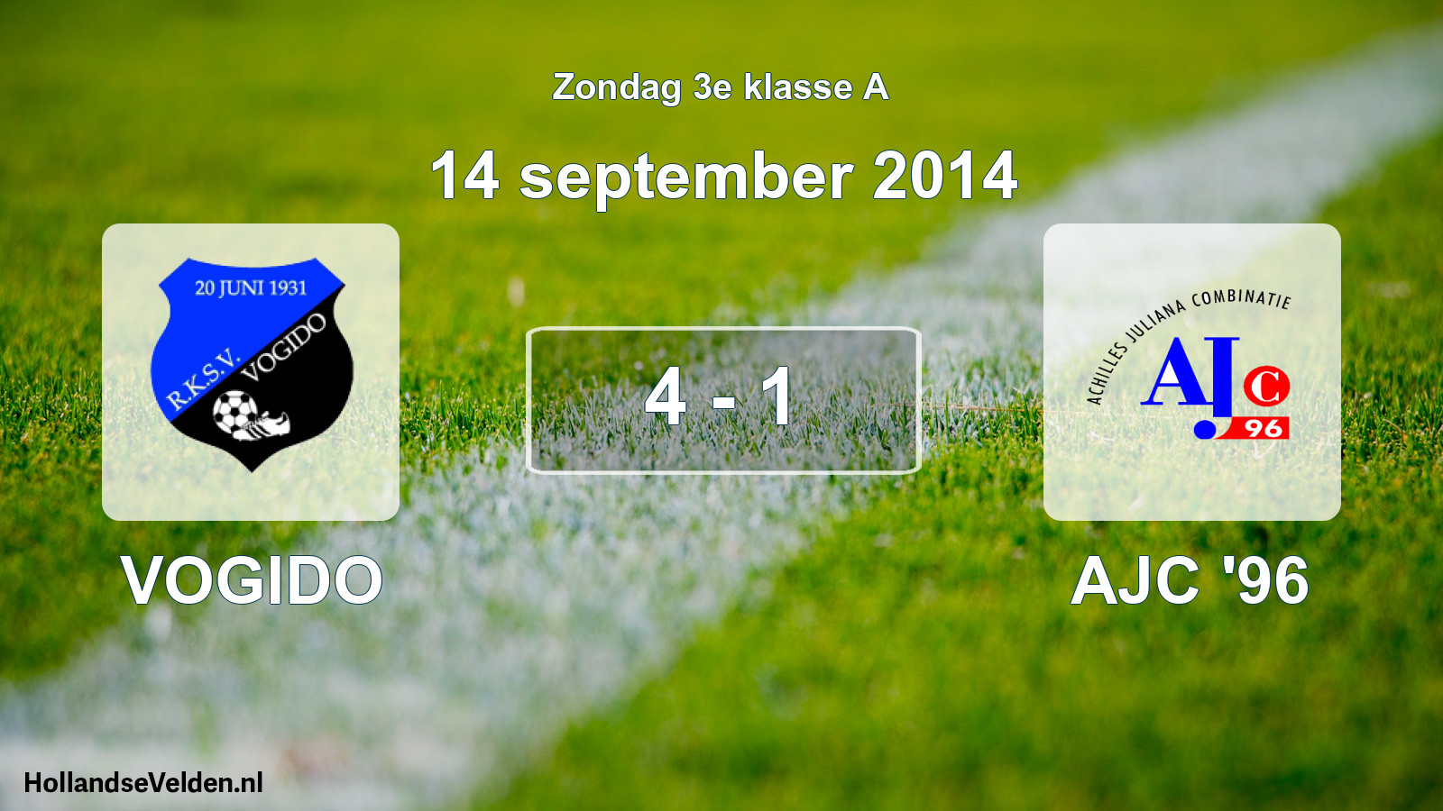 Total number of matches played: VOGIDO - AJC '96 4 - 1 (14 September 2014)