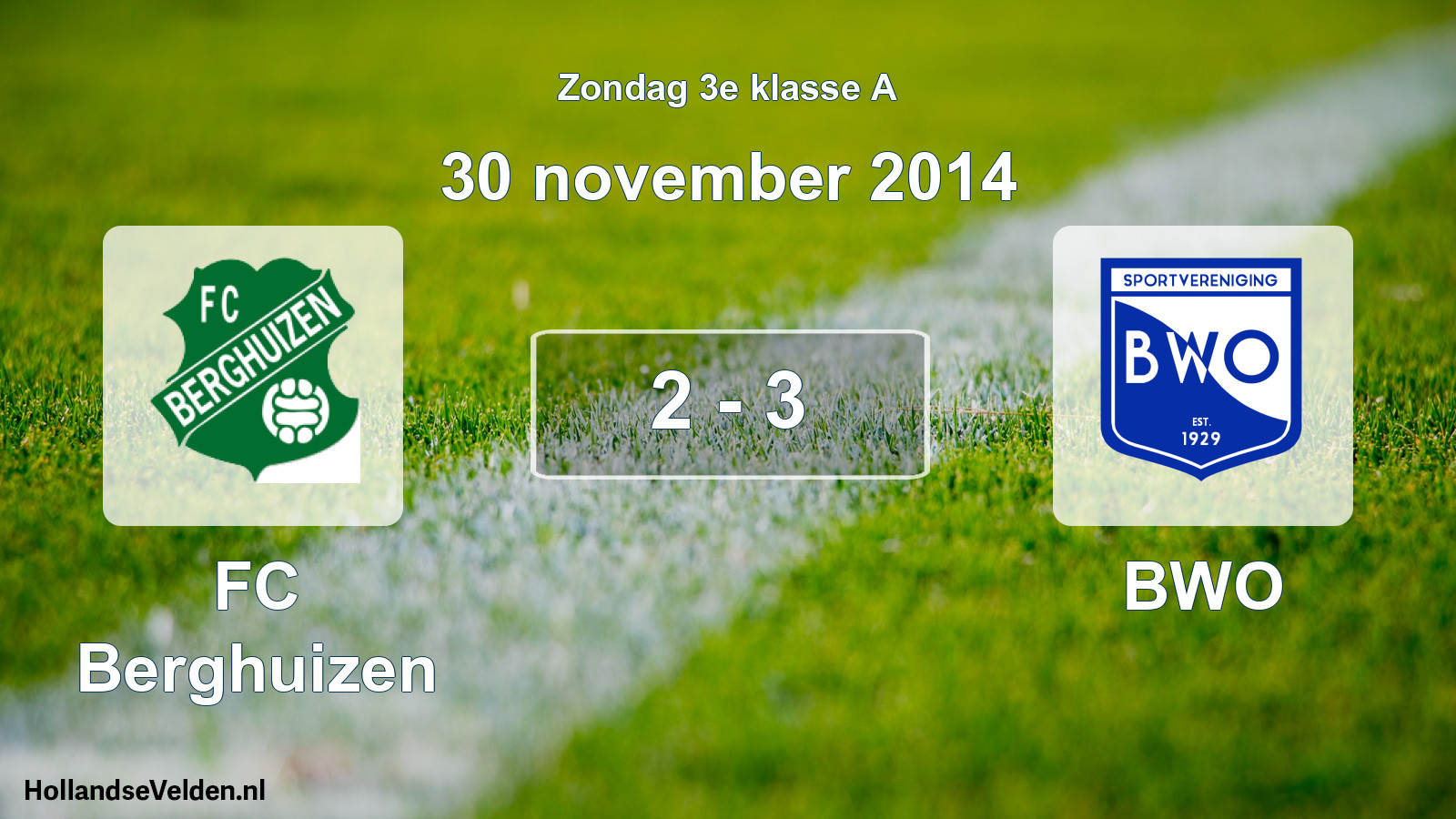Total number of matches played: FC Berghuizen - BWO 2 - 3 (30 November 2014)