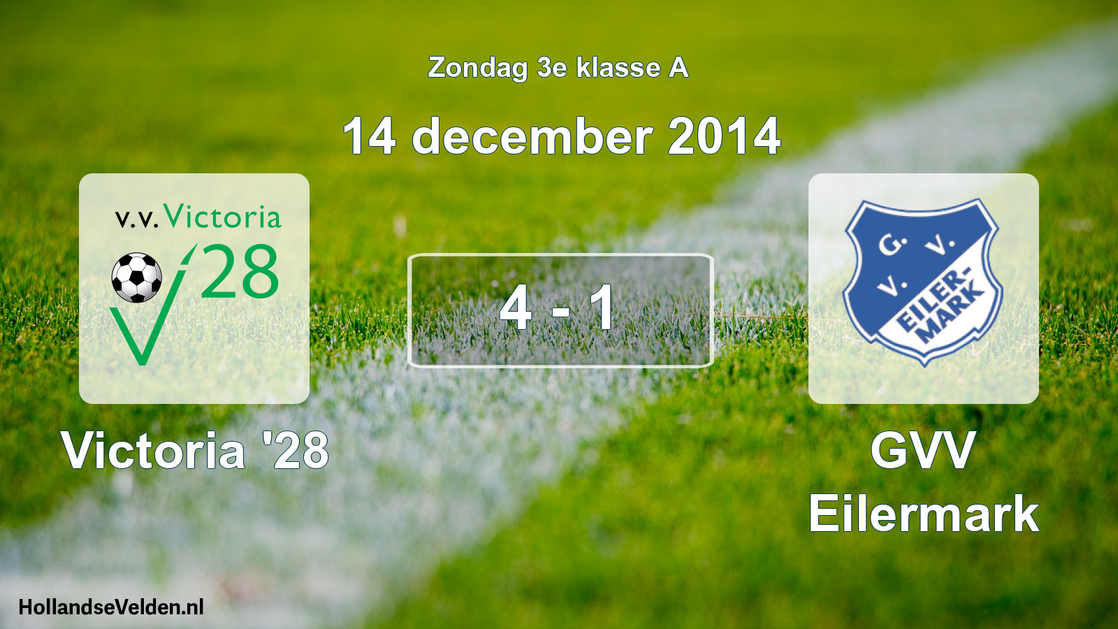 Total number of matches played: Victoria '28 - GVV Eilermark 4 - 1 (14 December 2014)