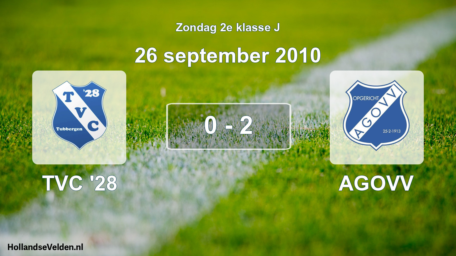 Total number of matches played: TVC '28 - AGOVV 0 - 2 (26 September 2010)