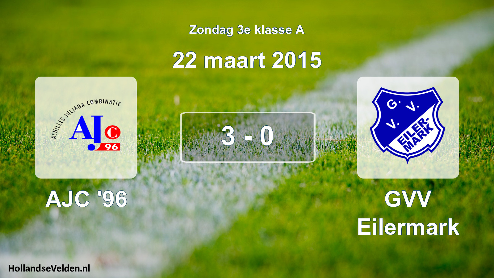 Total number of matches played: AJC '96 - GVV Eilermark 3 - 0 (22 March 2015)