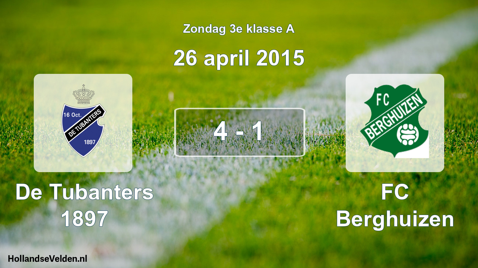 Total number of matches played: De Tubanters 1897 - FC Berghuizen 4 - 1 (26 April 2015)