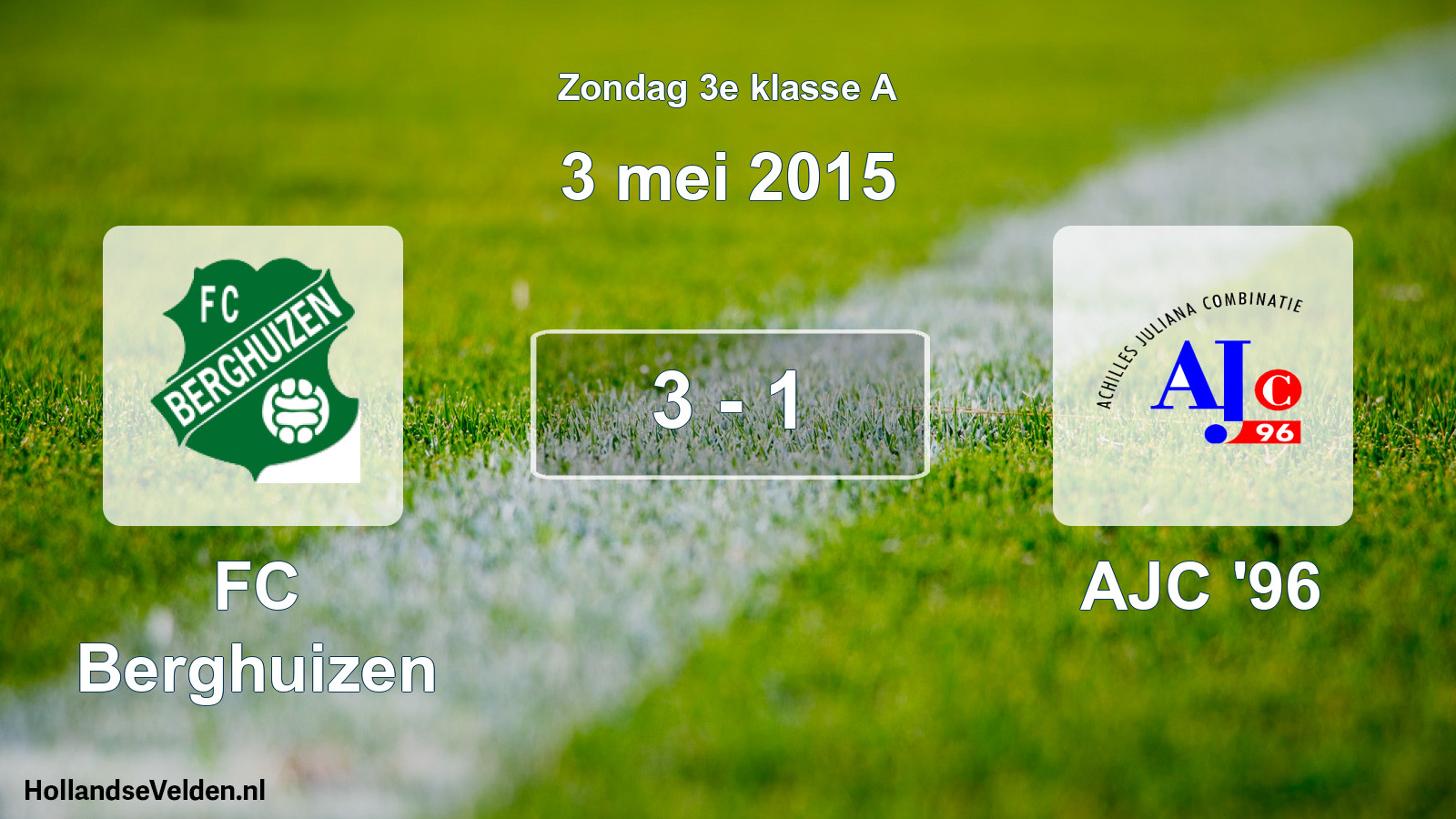 Total number of matches played: FC Berghuizen - AJC '96 3 - 1 (3 May 2015)