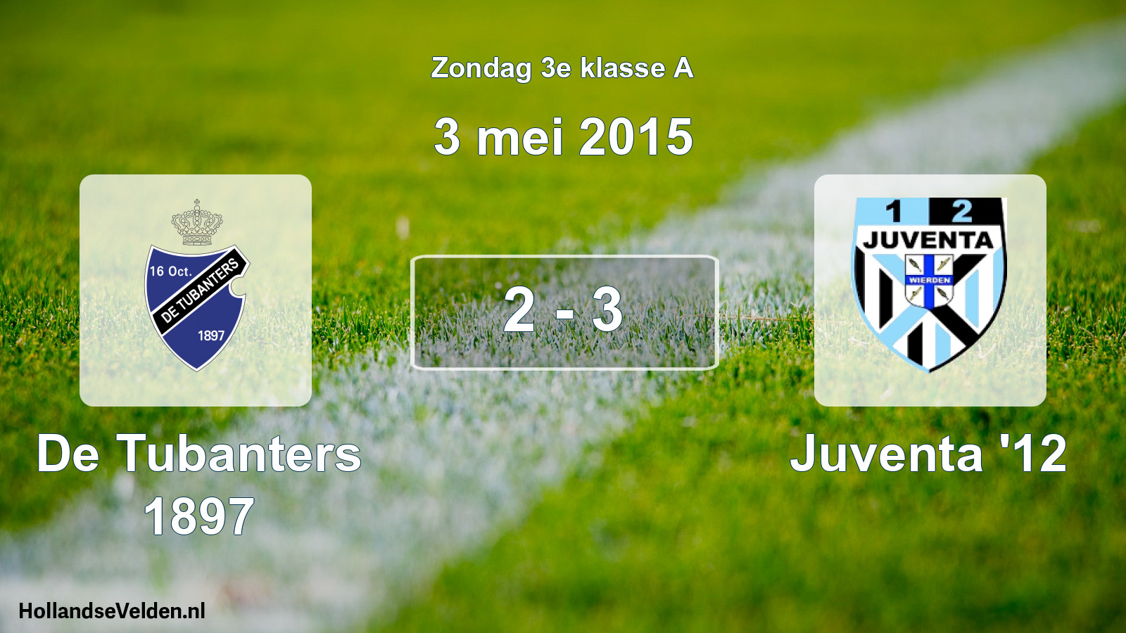 Total number of matches played: De Tubanters 1897 - Juventa '12 2 - 3 (3 May 2015)