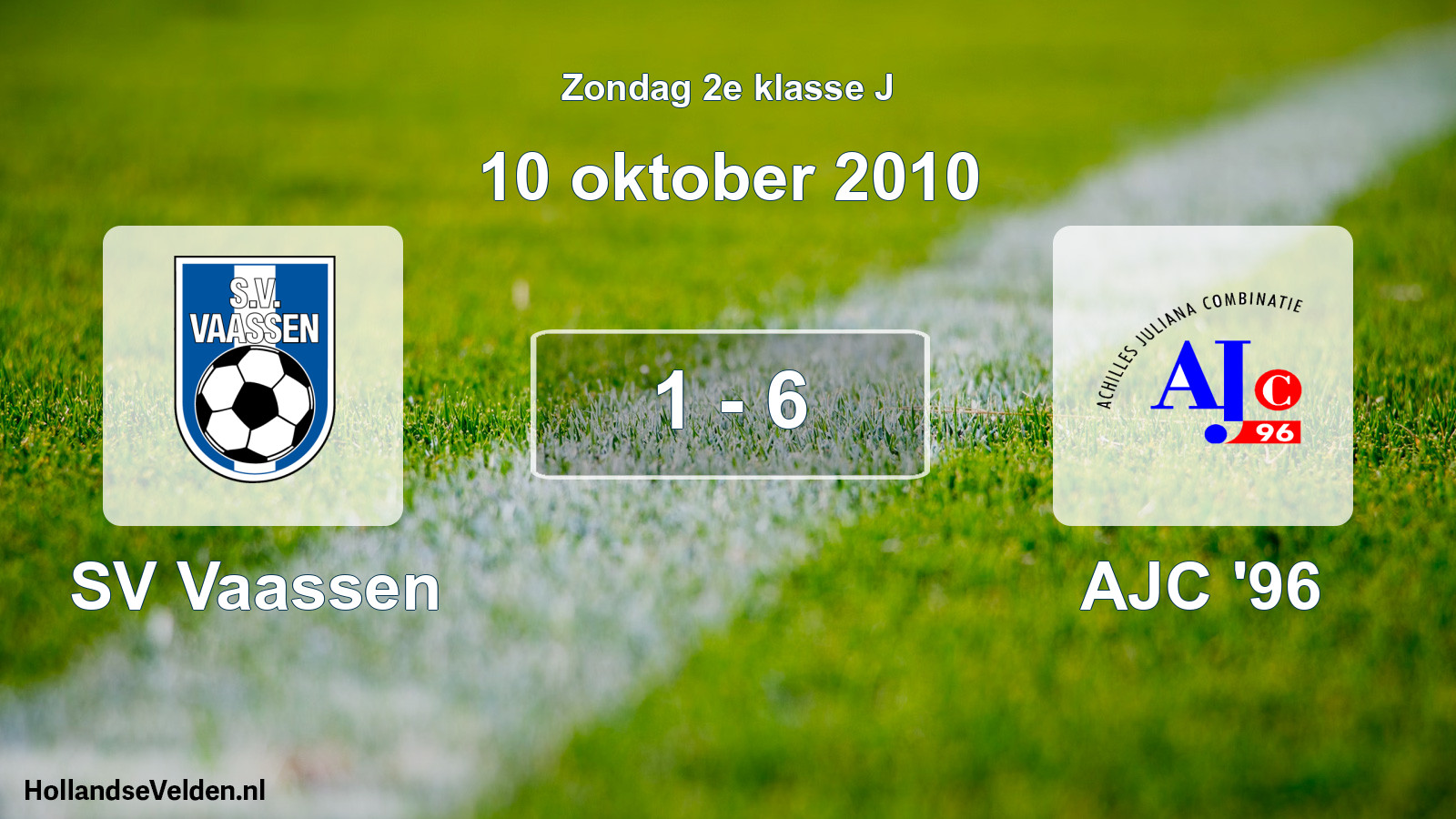 Total number of matches played: SV Vaassen - AJC '96 1 - 6 (10 October 2010)