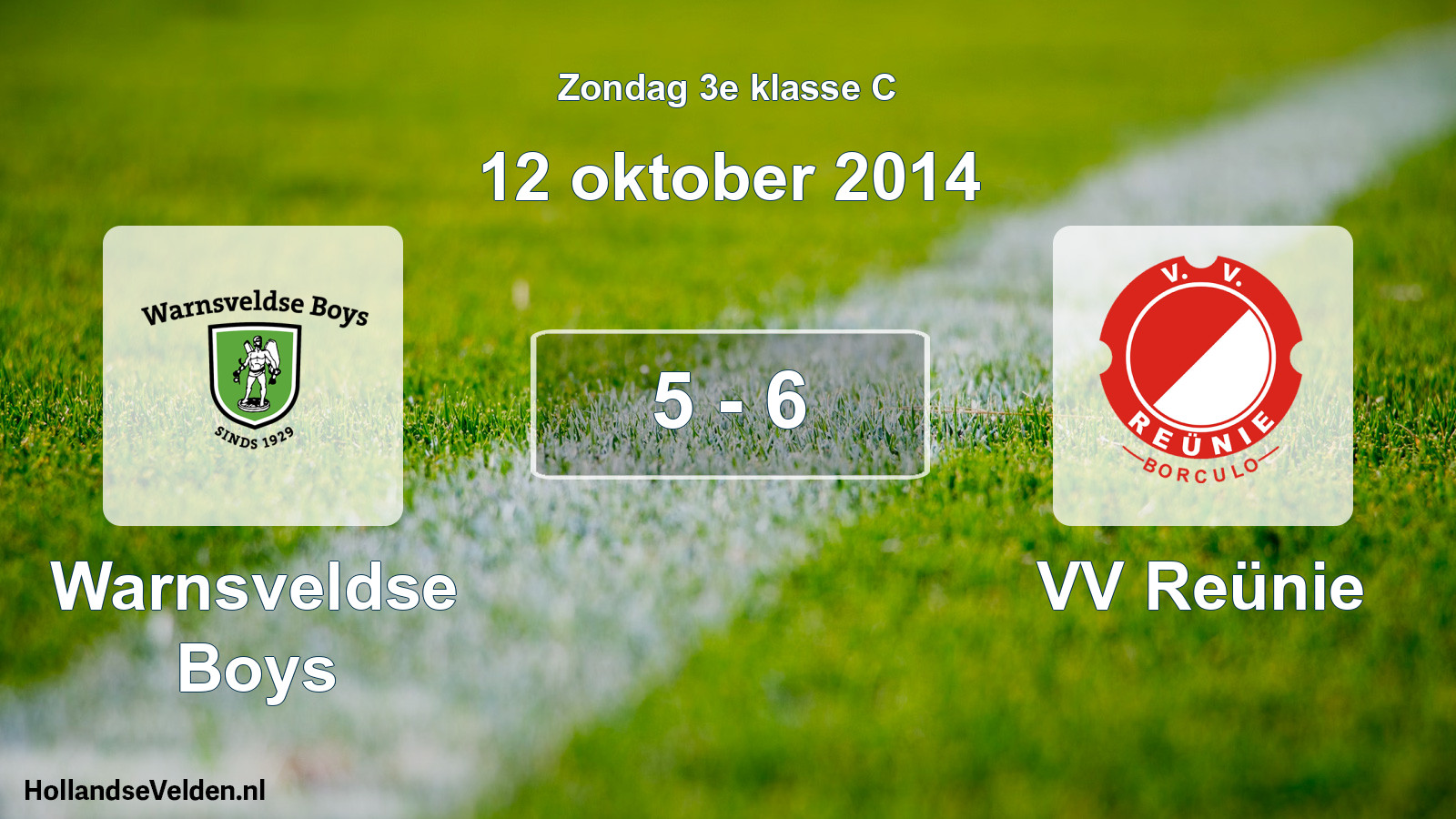 Total number of matches played: Warnsveldse Boys - VV Reünie 5 - 6 (12 October 2014)