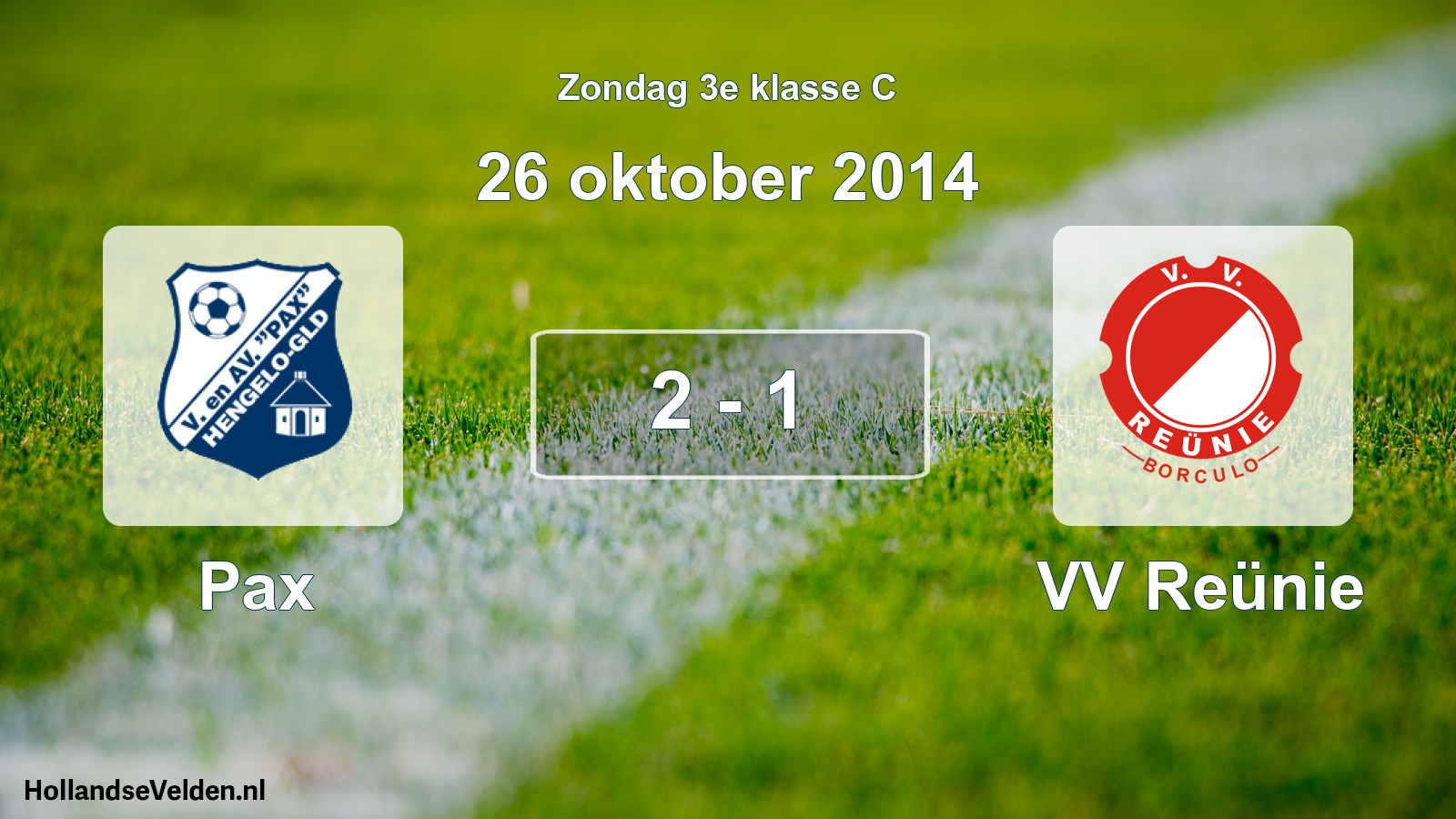 Total number of matches played: Pax - VV Reünie 2 - 1 (26 October 2014)