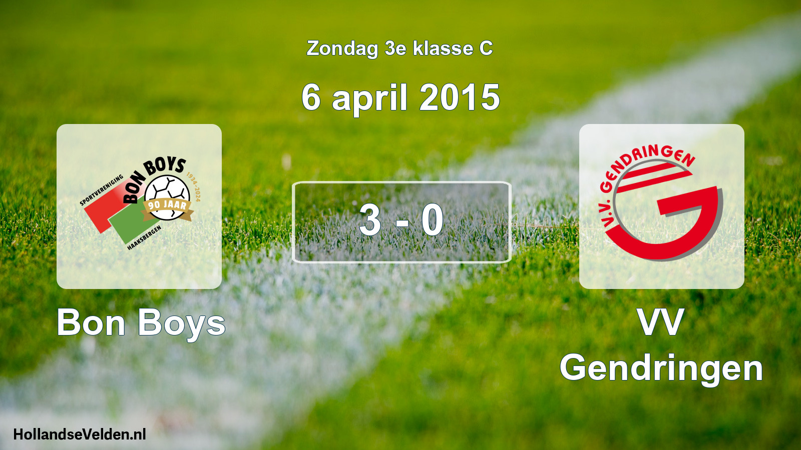 Total number of matches played: Bon Boys - VV Gendringen 3 - 0 (6 April 2015)