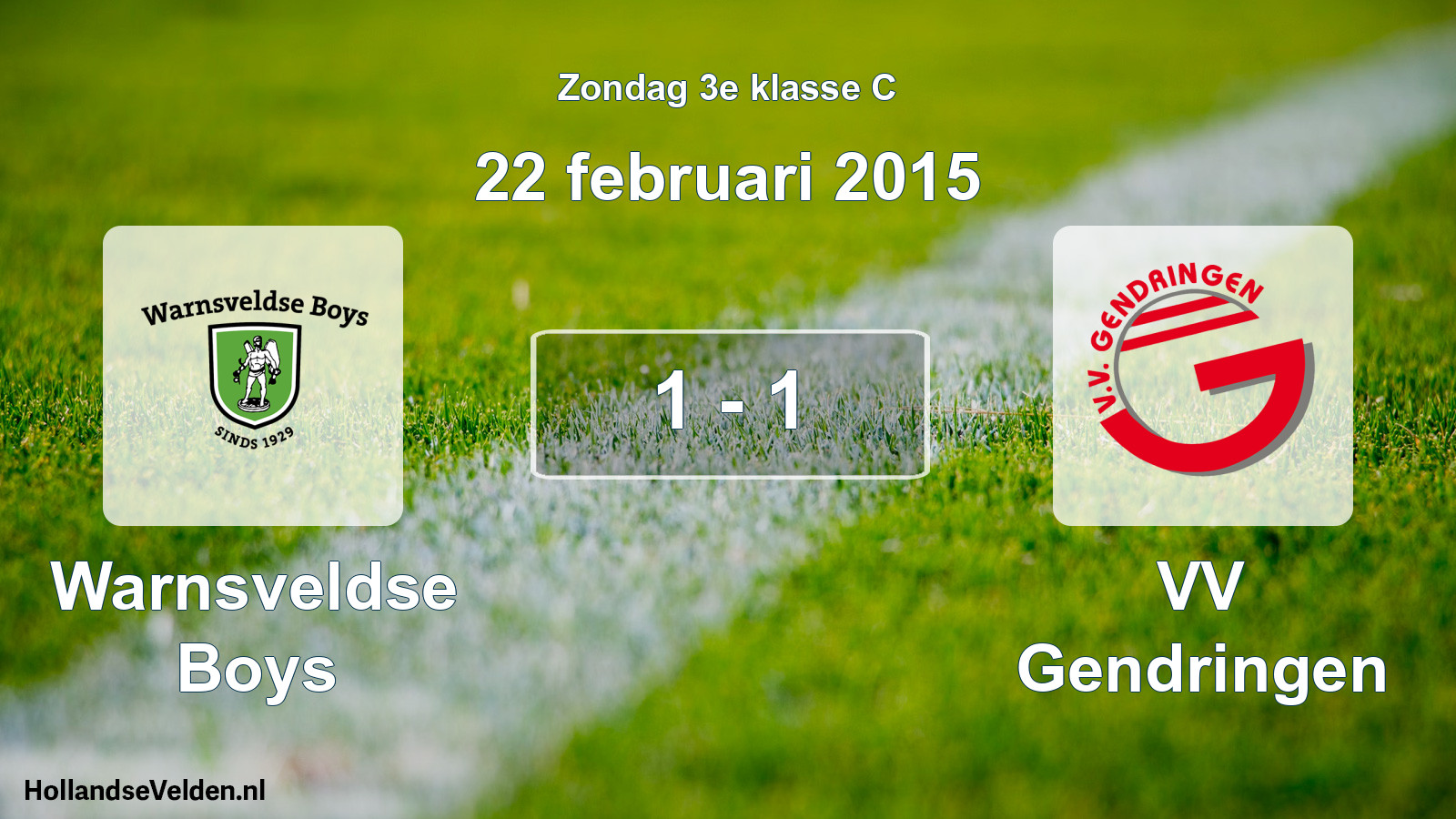 Total number of matches played: Warnsveldse Boys - VV Gendringen 1 - 1 (22 February 2015)