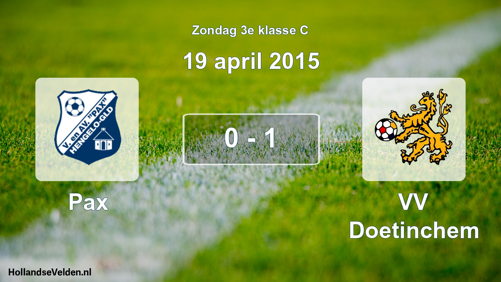 Total number of matches played: Pax - VV Doetinchem 0 - 1 (19 April 2015)