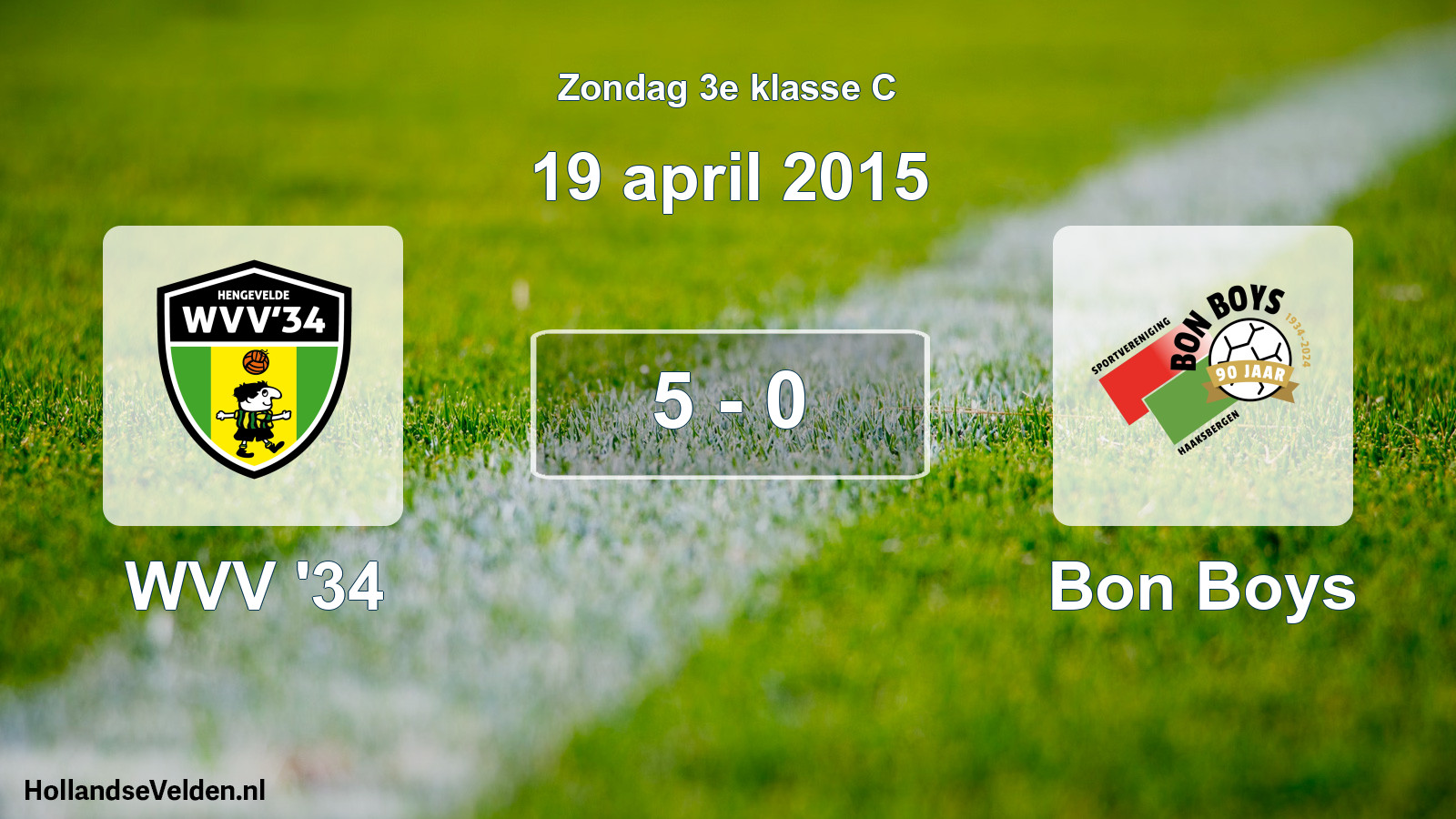Total number of matches played: WVV '34 - Bon Boys 5 - 0 (19 April 2015)