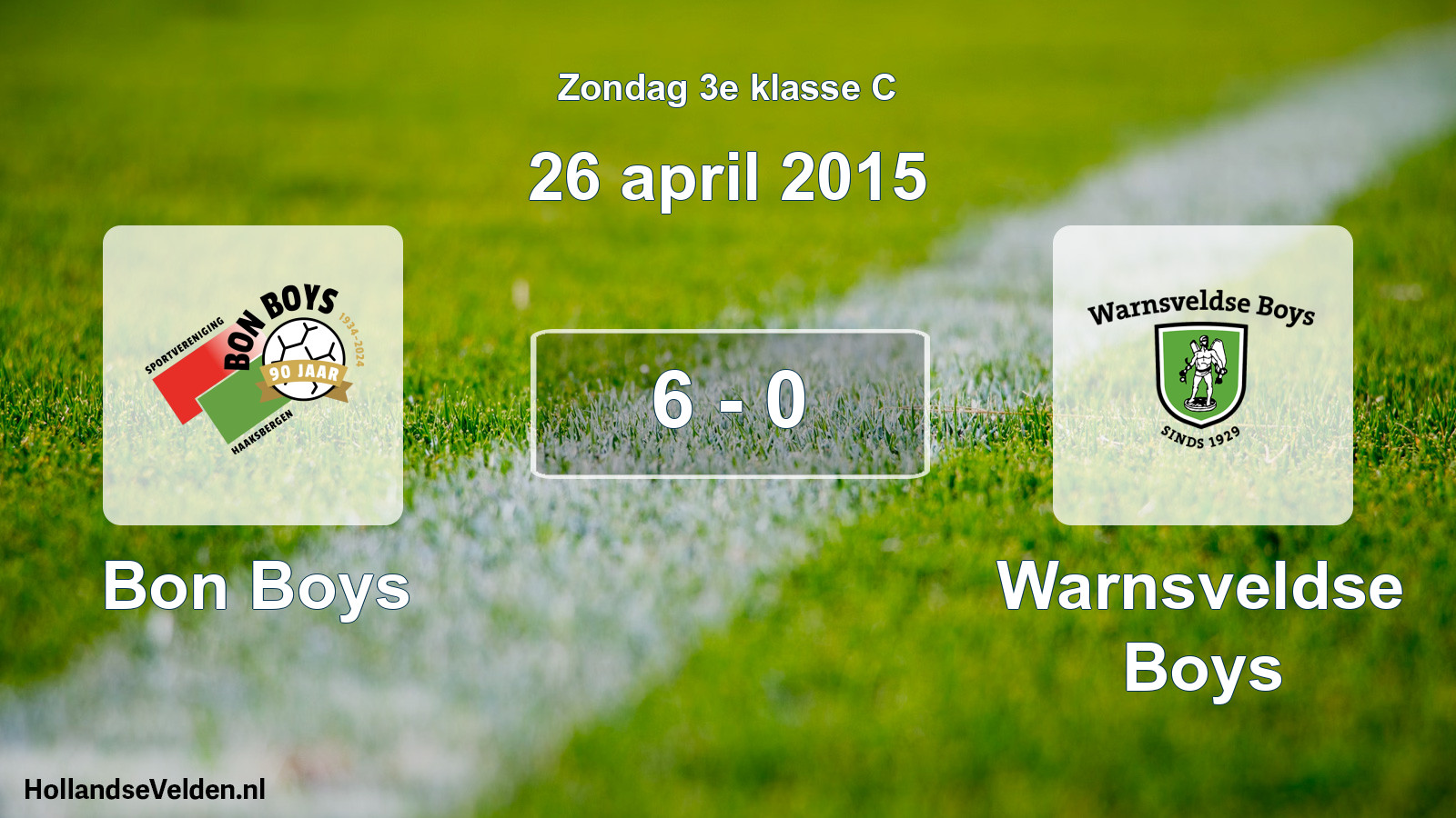 Total number of matches played: Bon Boys - Warnsveldse Boys 6 - 0 (26 April 2015)