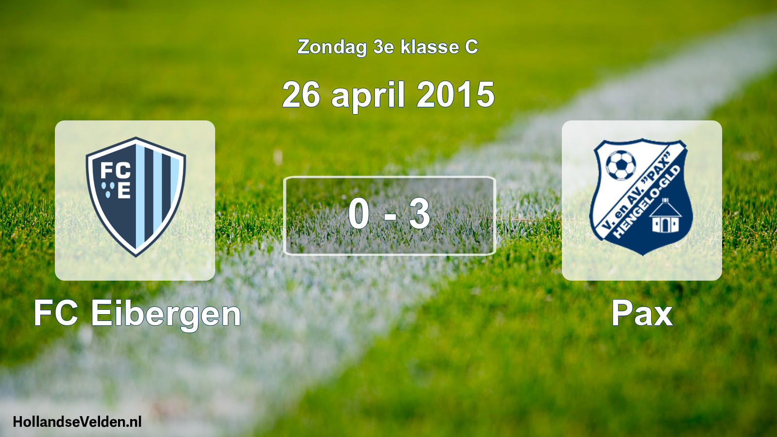 Total number of matches played: FC Eibergen - Pax 0 - 3 (26 April 2015)