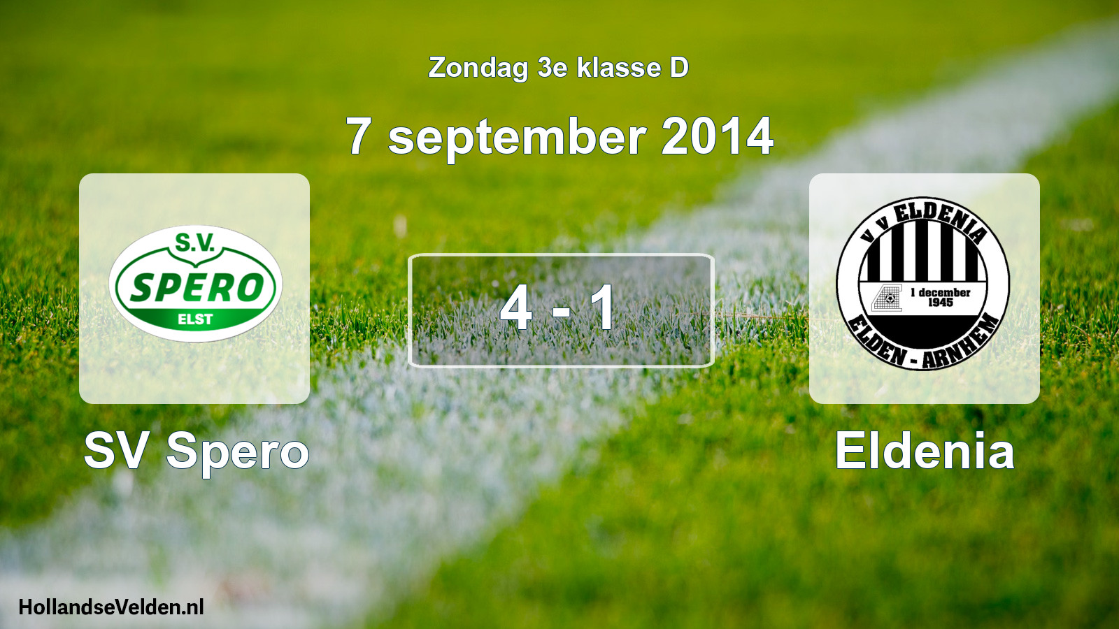 Total number of matches played: SV Spero - Eldenia 4 - 1 (7 September 2014)