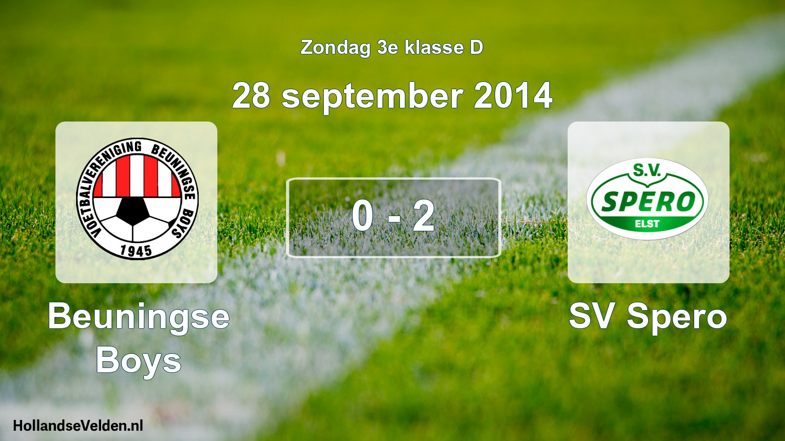 Total number of matches played: Beuningse Boys - SV Spero 0 - 2 (28 September 2014)