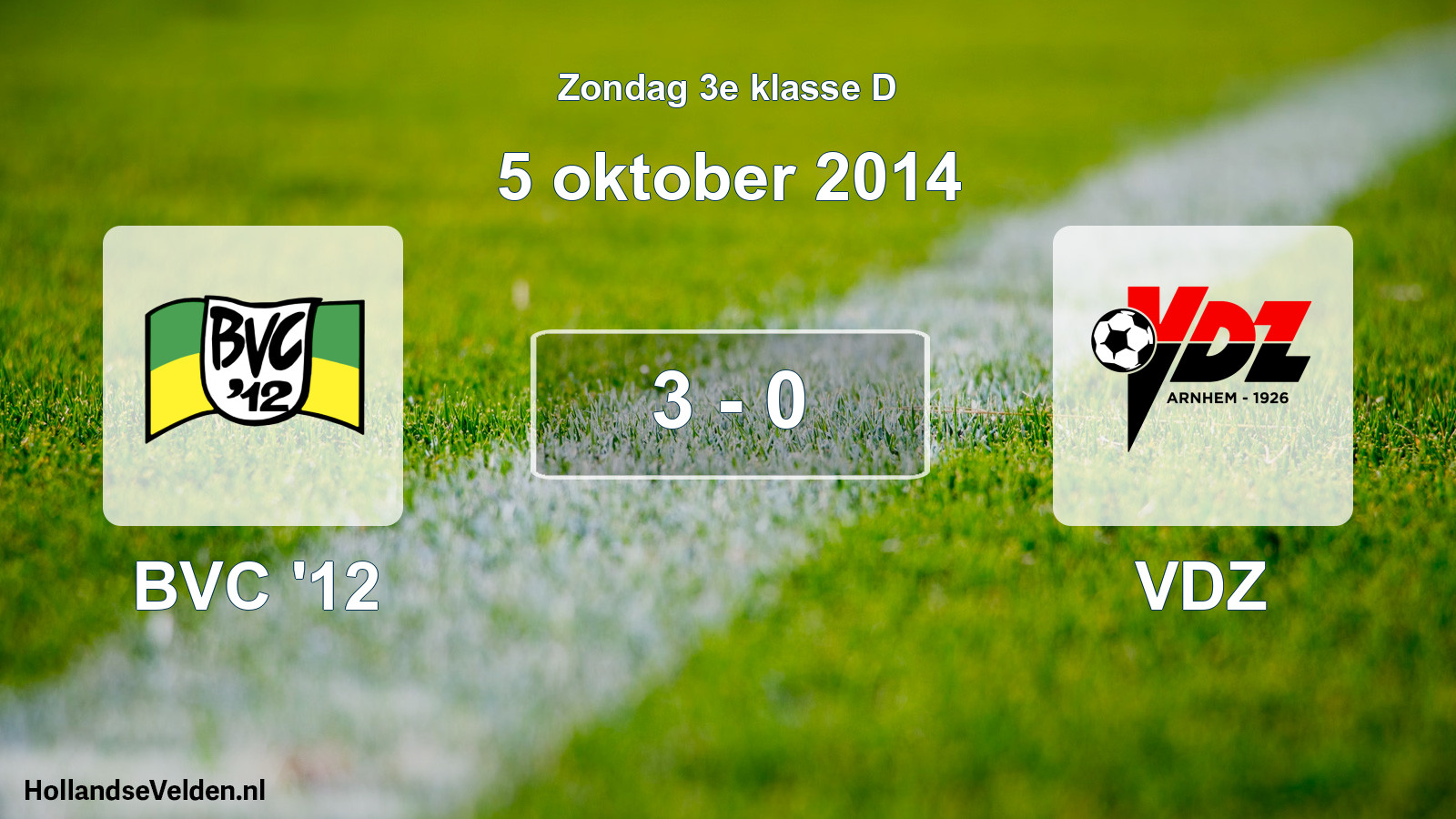 Total number of matches played: BVC '12 - VDZ 3 - 0 (5 October 2014)