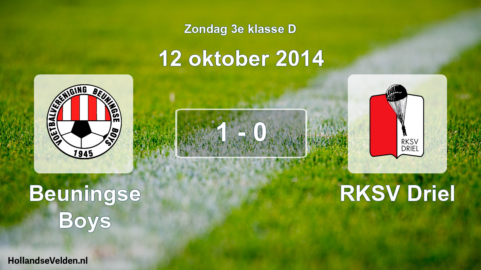 Total number of matches played: Beuningse Boys - RKSV Driel 1 - 0 (12 October 2014)