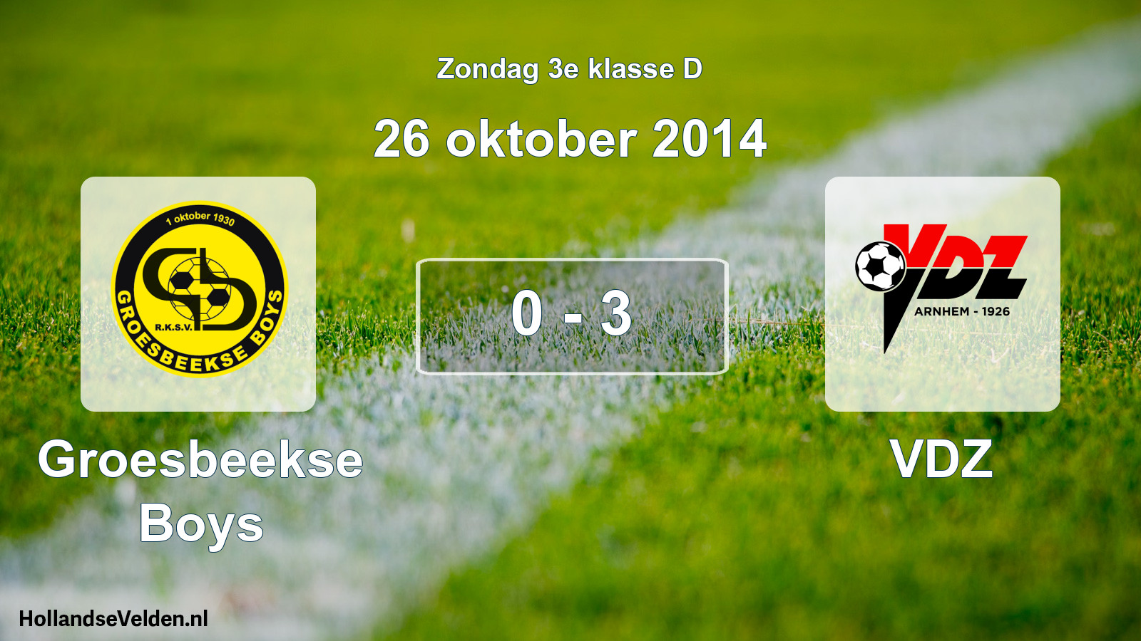 Total number of matches played: Groesbeekse Boys - VDZ 0 - 3 (26 October 2014)