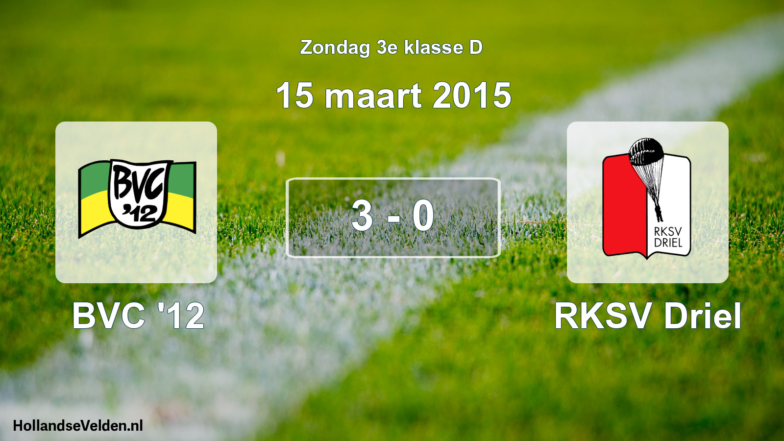 Total number of matches played: BVC '12 - RKSV Driel 3 - 0 (15 March 2015)