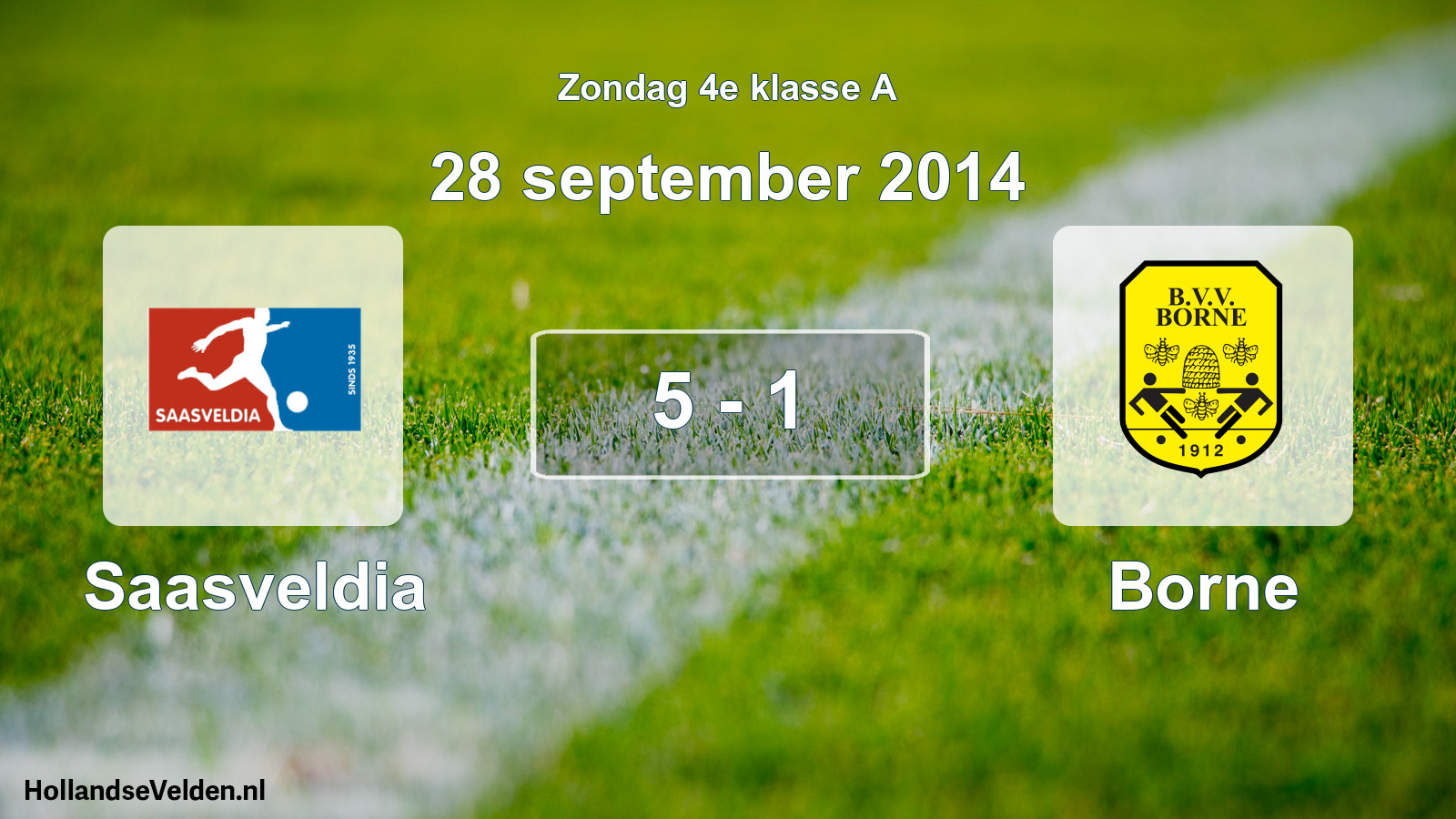 Total number of matches played: Saasveldia - Borne 5 - 1 (28 September 2014)