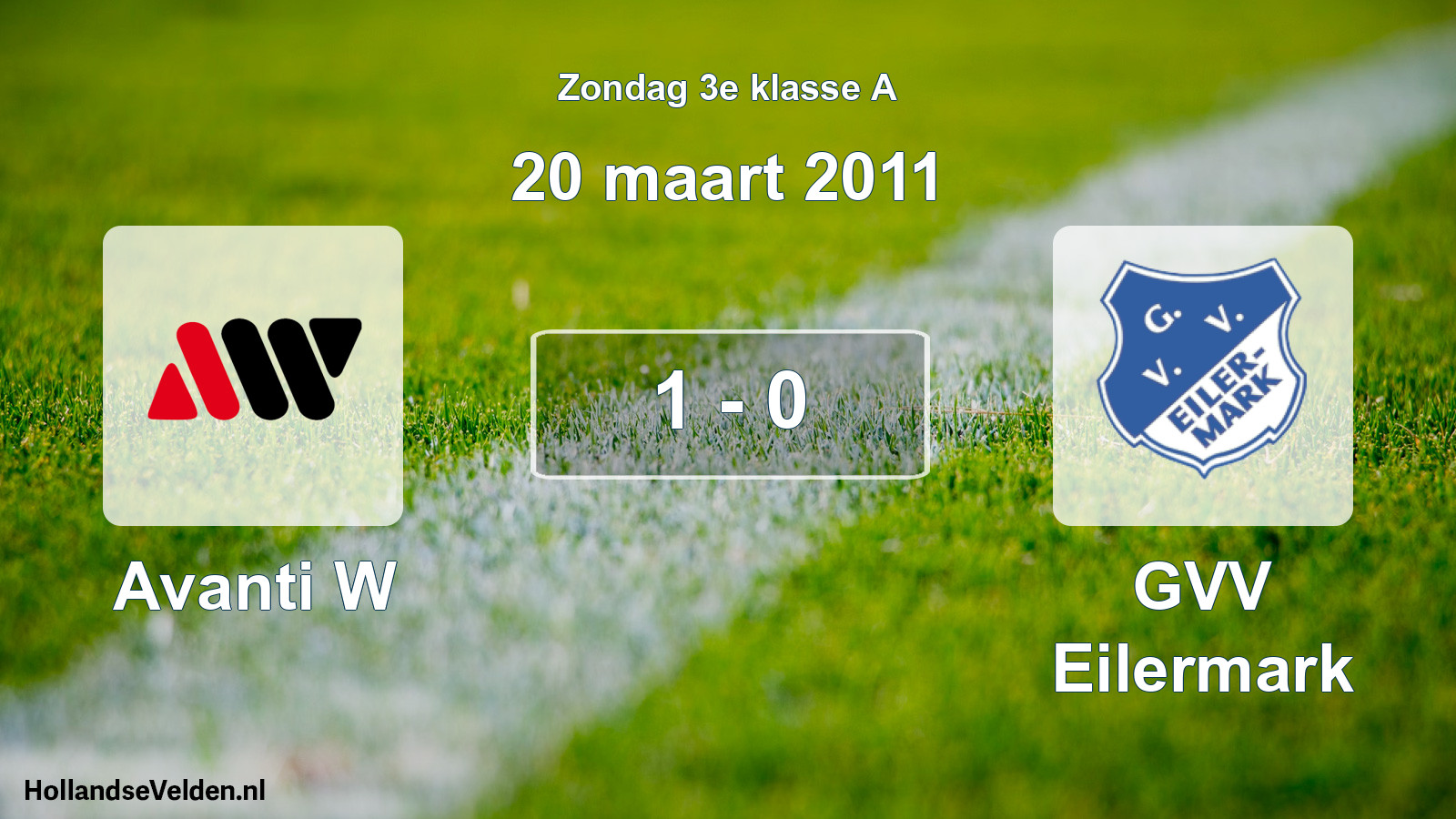 Total number of matches played: Avanti W - GVV Eilermark 1 - 0 (20 March 2011)
