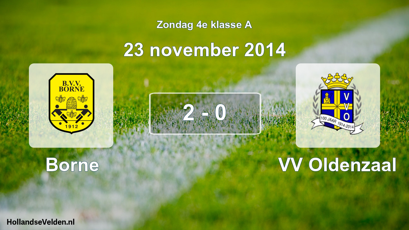 Total number of matches played: Borne - VV Oldenzaal 2 - 0 (23 November 2014)
