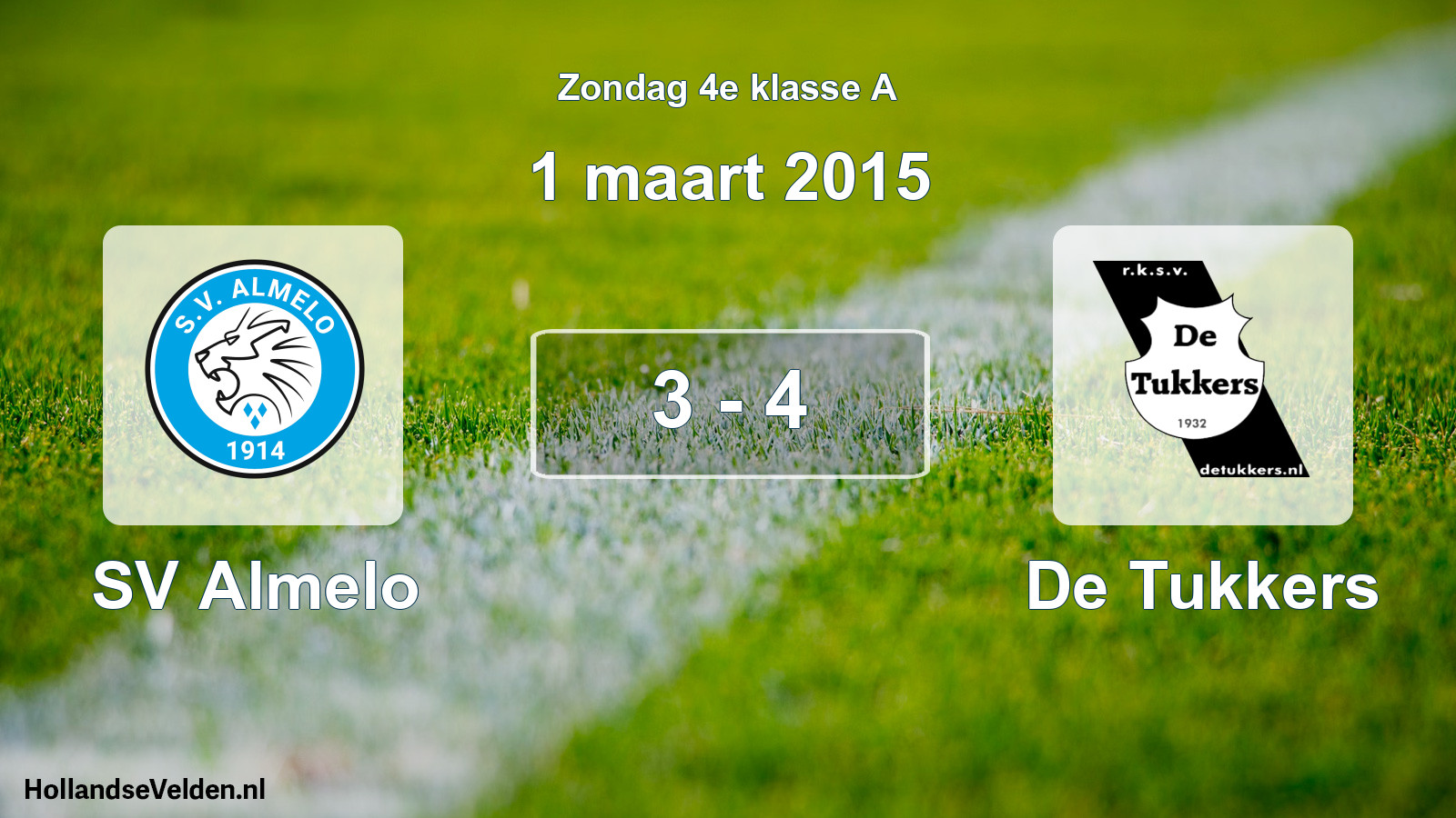 Total number of matches played: SV Almelo - De Tukkers 3 - 4 (1 March 2015)