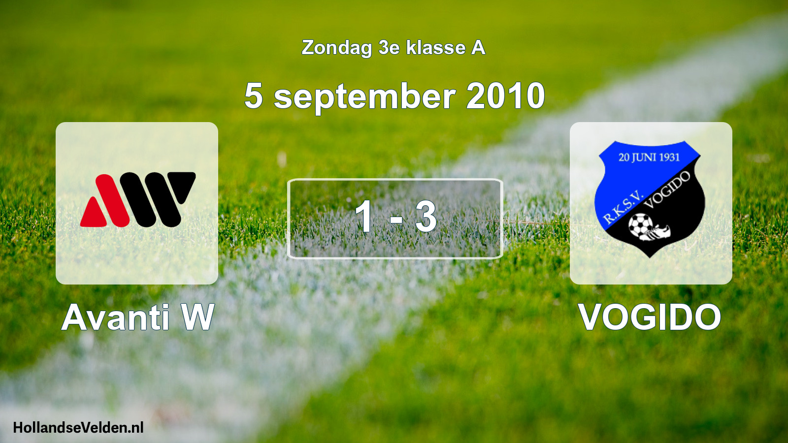 Total number of matches played: Avanti W - VOGIDO 1 - 3 (5 September 2010)