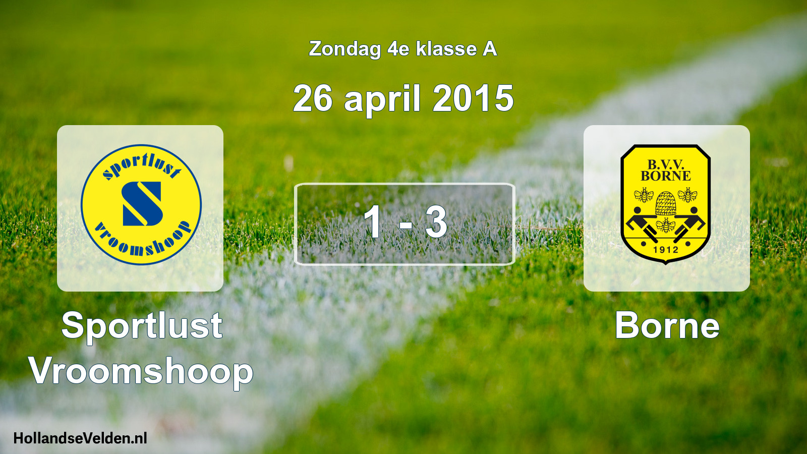 Total number of matches played: Sportlust Vroomshoop - Borne 1 - 3 (26 April 2015)