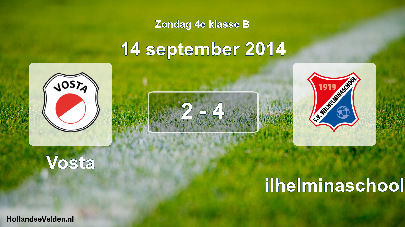 Total number of matches played: Vosta - Wilhelminaschool 2 - 4 (14 September 2014)
