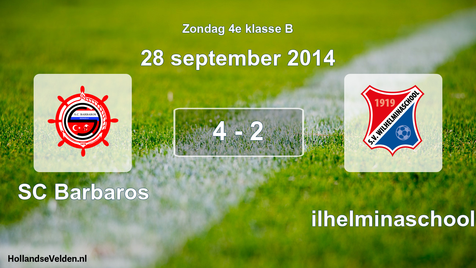 Total number of matches played: SC Barbaros - Wilhelminaschool 4 - 2 (28 September 2014)