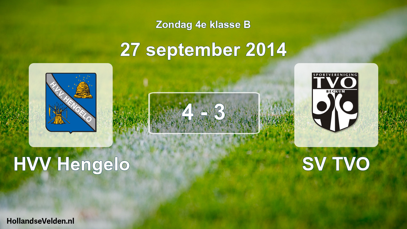 Total number of matches played: HVV Hengelo - SV TVO 4 - 3 (27 September 2014)