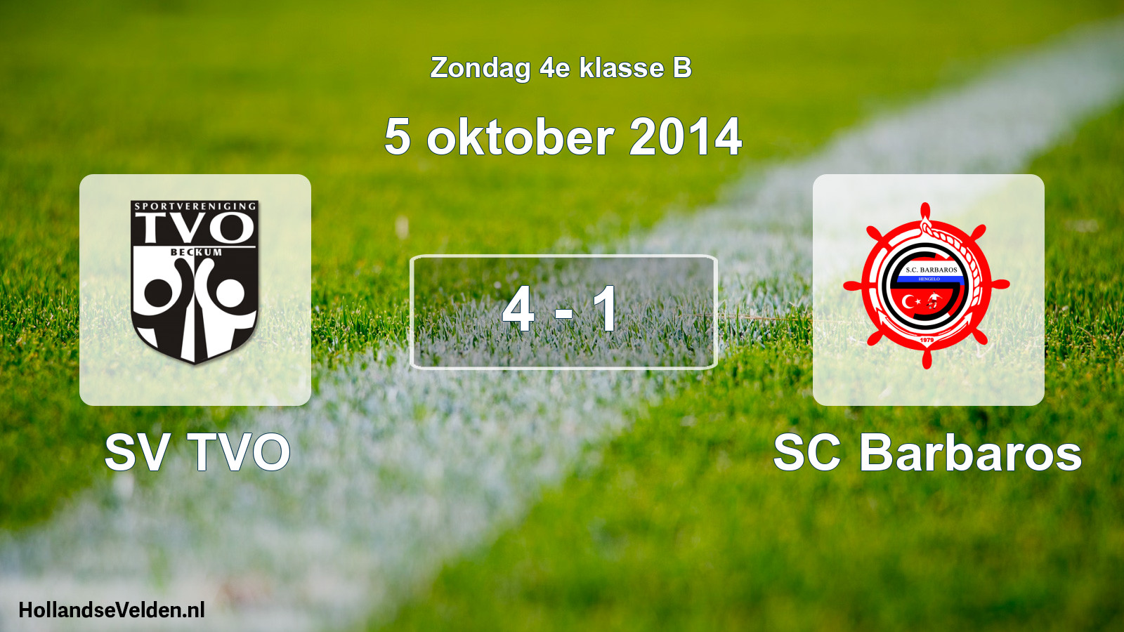 Total number of matches played: SV TVO - SC Barbaros 4 - 1 (5 October 2014)