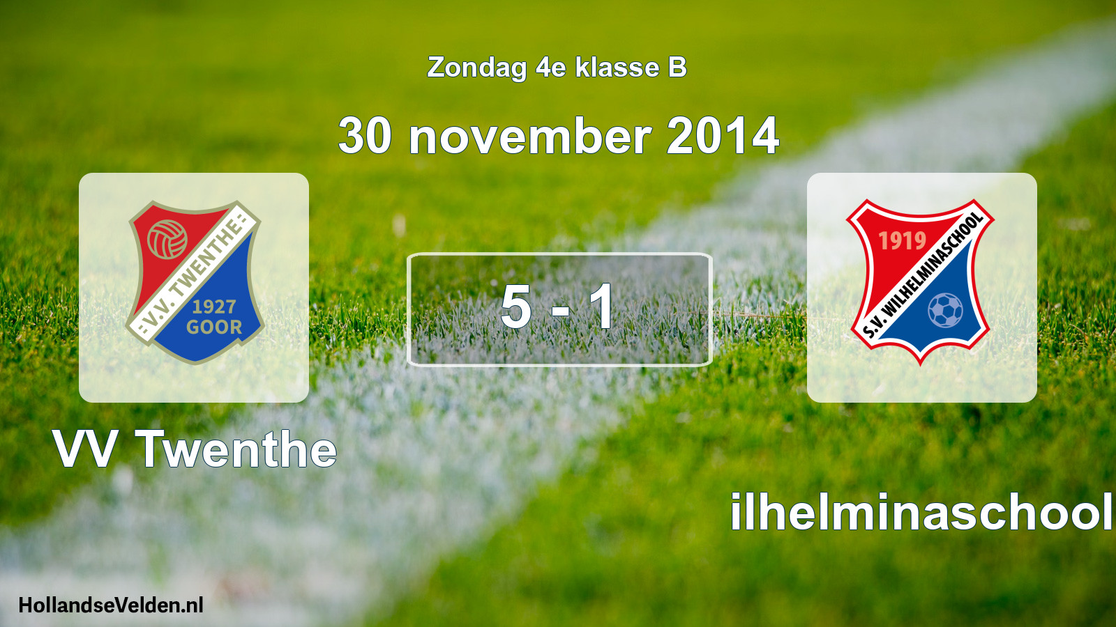 Total number of matches played: VV Twenthe - Wilhelminaschool 5 - 1 (30 November 2014)