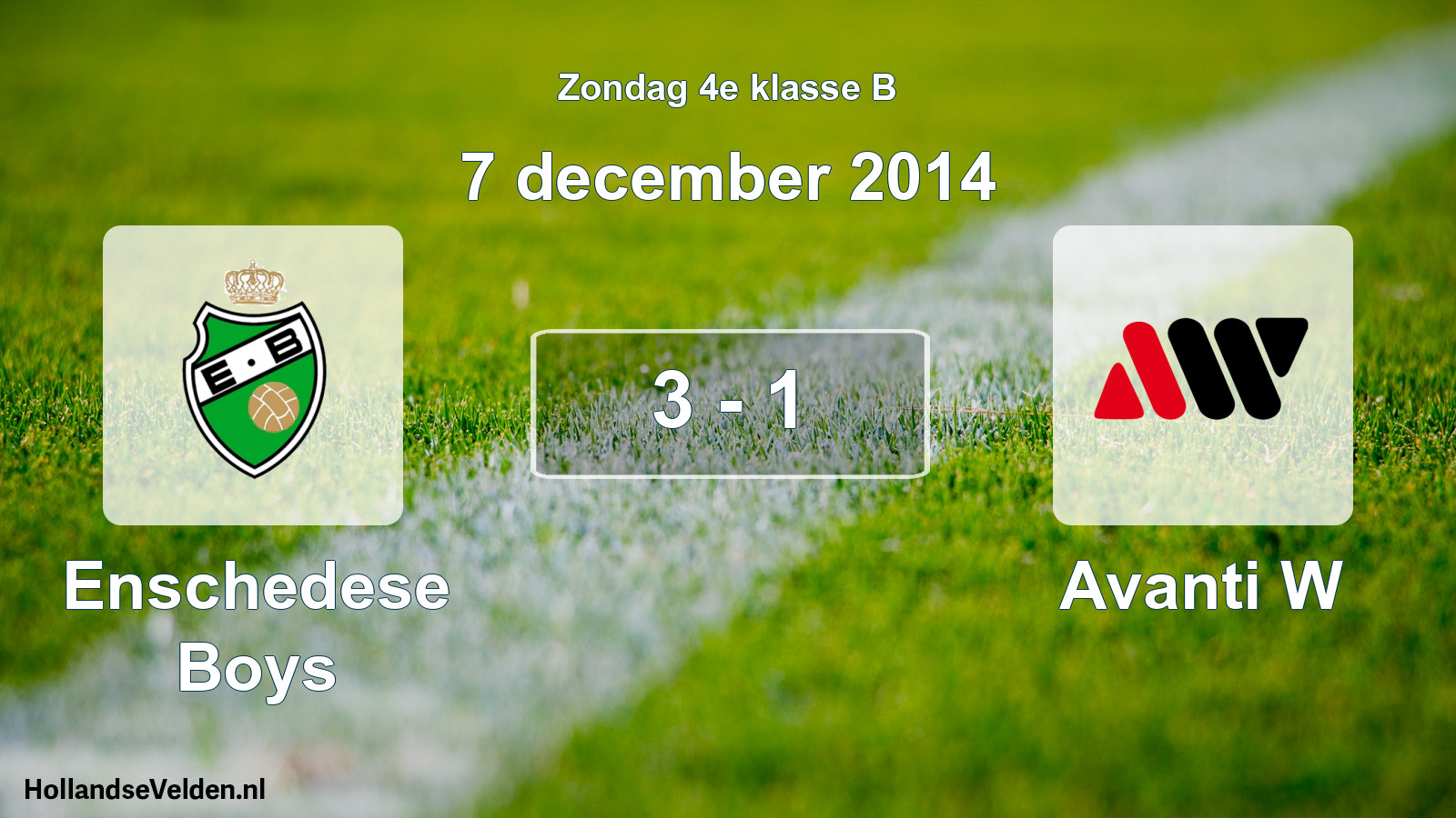 Total number of matches played: Enschedese Boys - Avanti W 3 - 1 (7 December 2014)